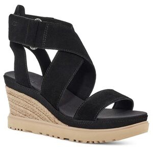 UGG Ileana Black Tan Wedge Shoes Modern Casual
